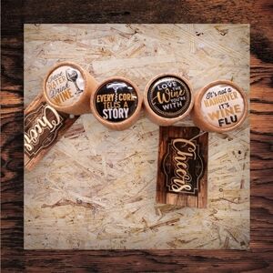 Lot Of 4 Wine Bottle Stoppers ~ Cute Sayings